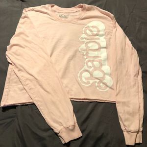 2019 Barbie Mattel Pink Crop Top Long Sleeve White Letter Women's Size Large